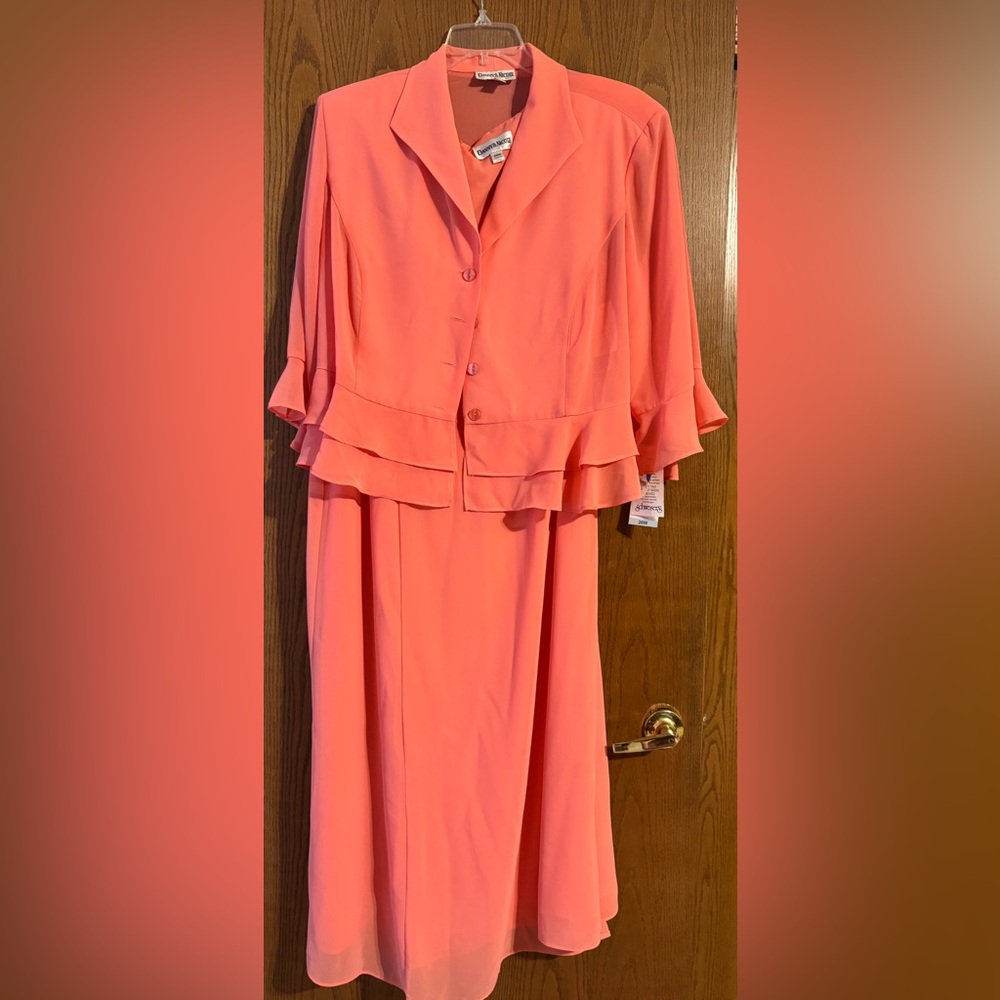 Danny & Nicole Vibrant Coral 3/4 Sleeve Dress